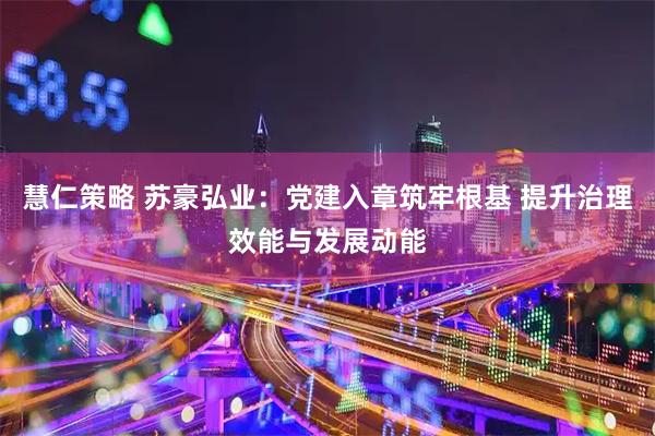 慧仁策略 苏豪弘业:党建入章筑牢根基 提升治理效能与发展动能